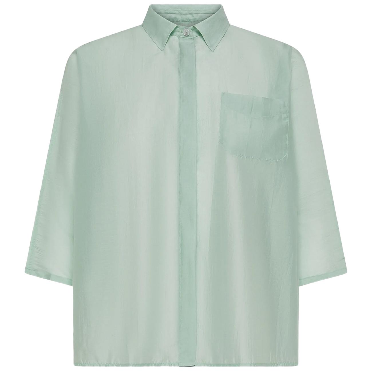 CRUNA CAMICIA CROPPED MANICA PIPISTRELLO MUSSOLA ELIDE2621 545 ACQUA 