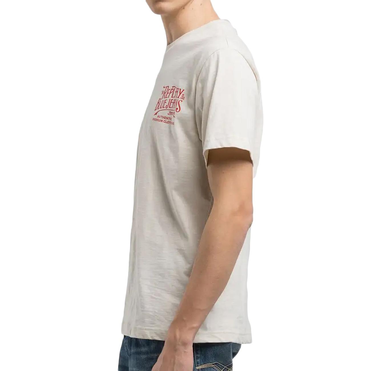 REPLAY T-Shirt In Jersey Fiammato Uomo Bianco M3023.000.22336 412 