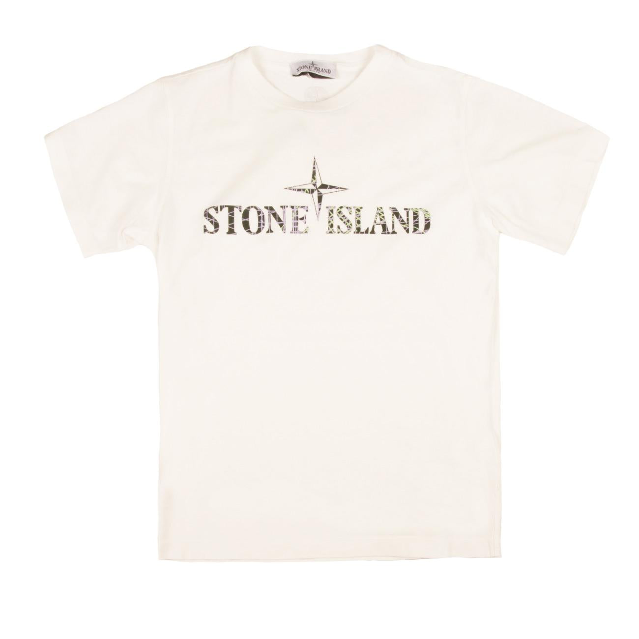 T-Shirt Logo Kids Bianco 781621073 V0001, WHITE STONE ISLAND 