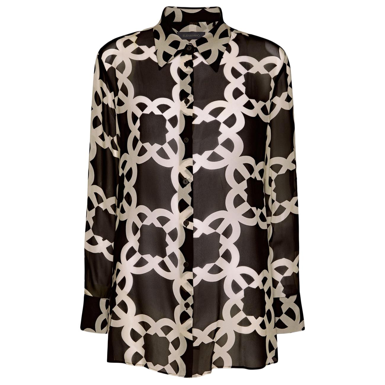 Camicia In Georgette Di Ecovero Stampata 5155P200217N 001 NERO/ECRU ELENA MIRO' 