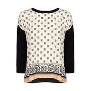 Maglia Clown In Viscosa Con Inserto In Seta Fantasia Donna Nero Beige MM/CLOWN 002NERO/BEIGE MAX MARA WEEKEND 