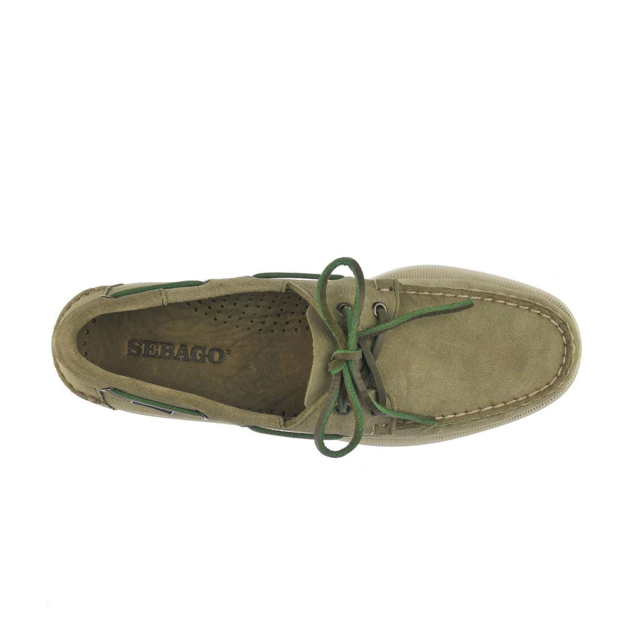 SCARPA STRINGATA BARCA DOCKSIDES SEBAGO 7111PTW 909/GREEN MILITARY SEBAGO 
