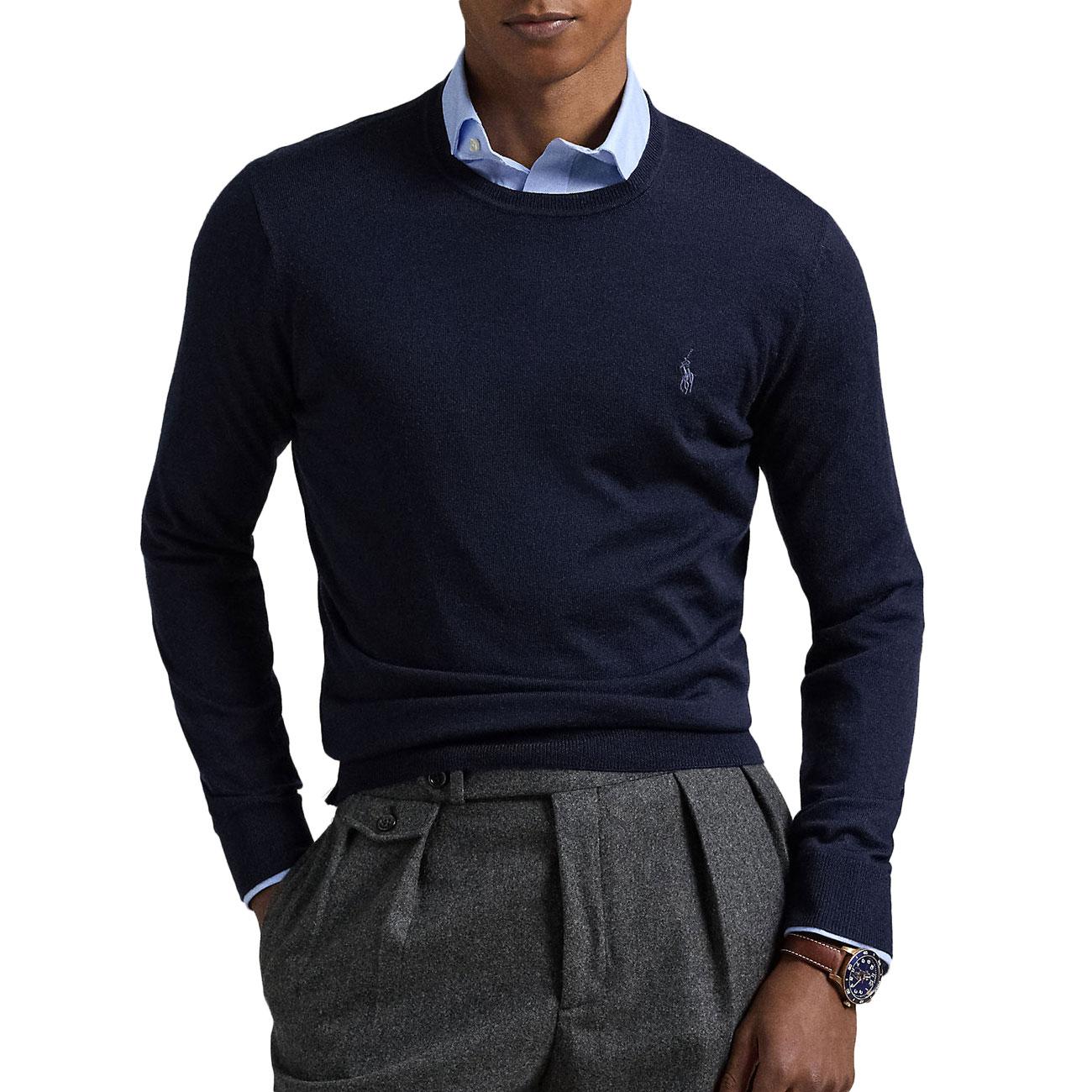 Pullover Girocollo In Lambswool Uomo Hunter Navy 710946143 001 HUNTER NAVY POLO RALPH LAUREN 