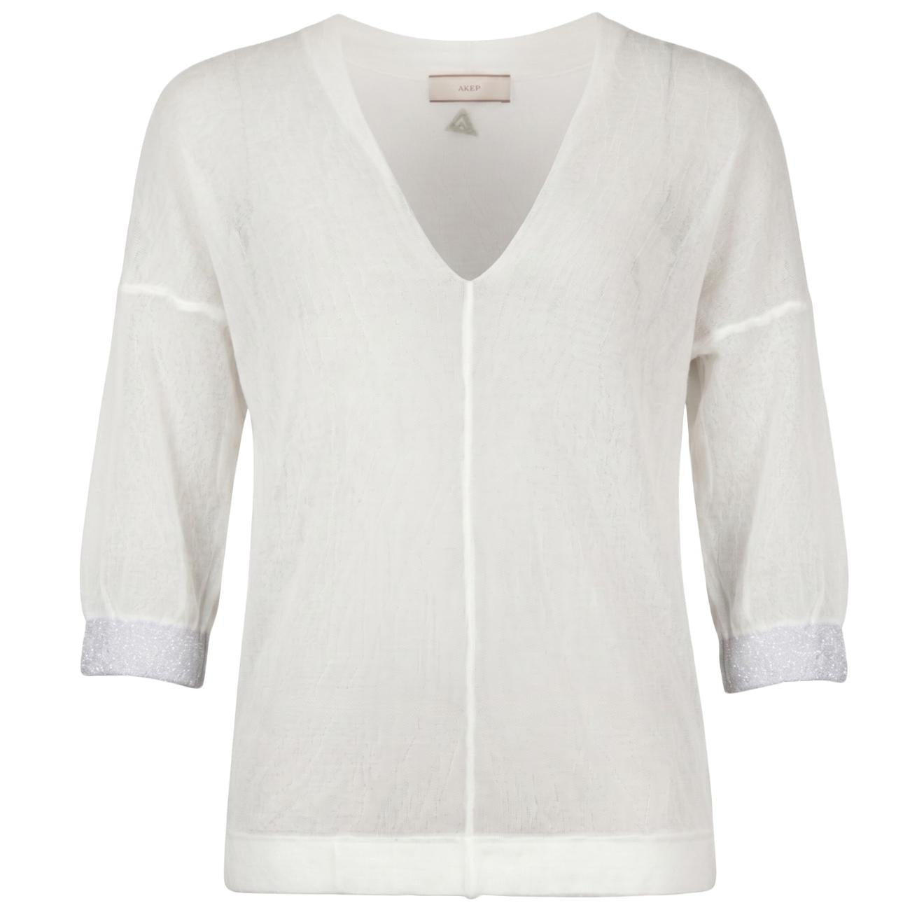 AKEP Blusa Light Jacquard Full Colo CMKD13235 ECRU 