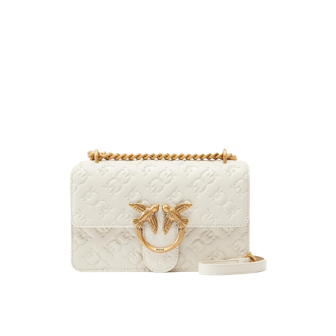 Tracolla Love One Mini Donna Bianco Seta Antique Gold 100074/A1YB Z14Q BIANCO SETA/ANTIQUE GOLD PINKO BAGS 