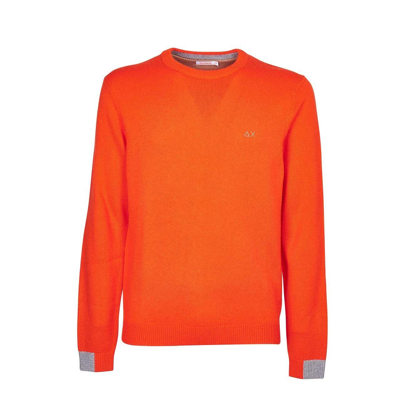 Pullover Round Solid Color Rib Uomo Arancione K41134 03ARANCIONE SUN68 