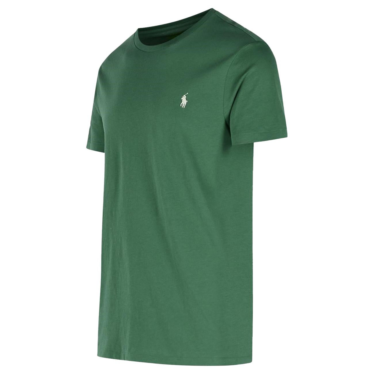 T-Shirt Girocollo Slim Fit Jersey 710671438 422 ANTIQUE GREEN/ANTIQUE CREA POLO RALPH LAUREN 