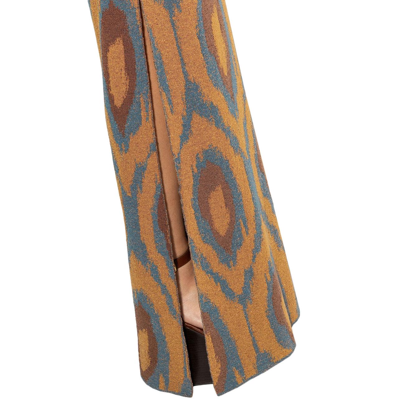 Abito Lungo Smanicato Con Motivo Geometrico VSKD13058 BLU AKEP 