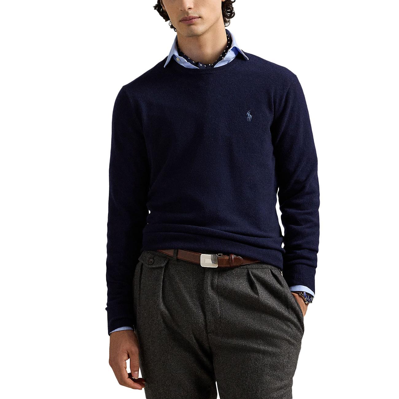 Maglione Girocollo In Lana 710974148 001 HUNTER NAVY POLO RALPH LAUREN 