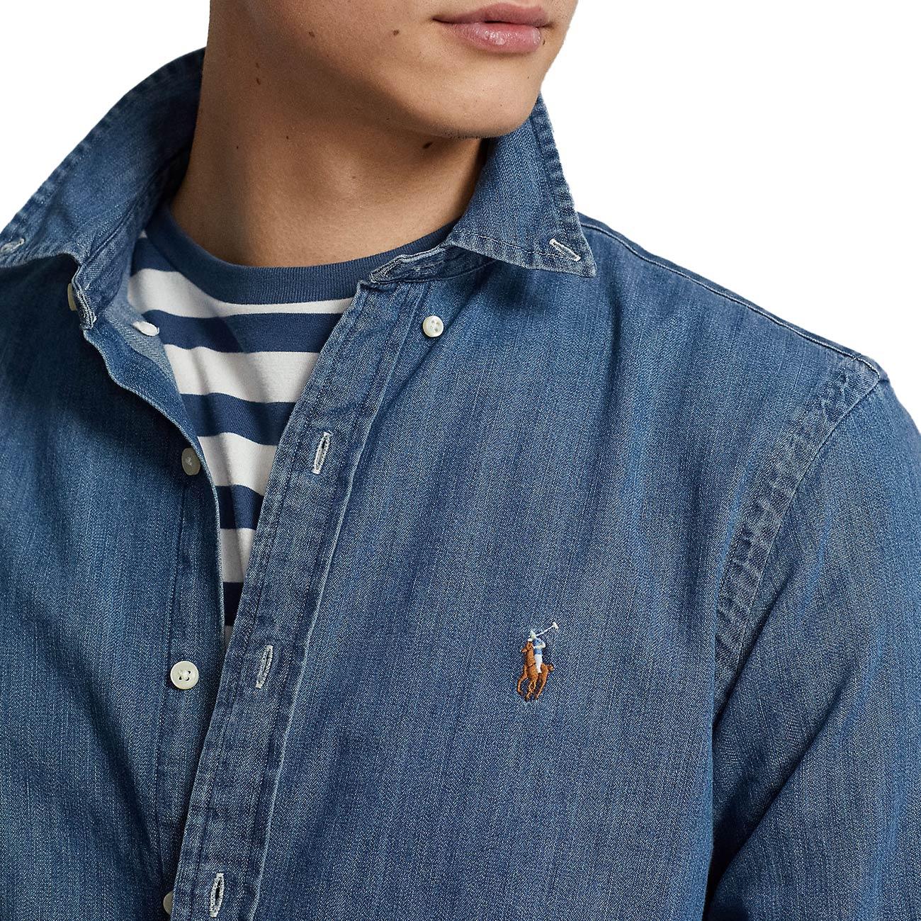 Camicia Oxford Slim Fit Uomo Denim 710548539 001 DENIM POLO RALPH LAUREN 