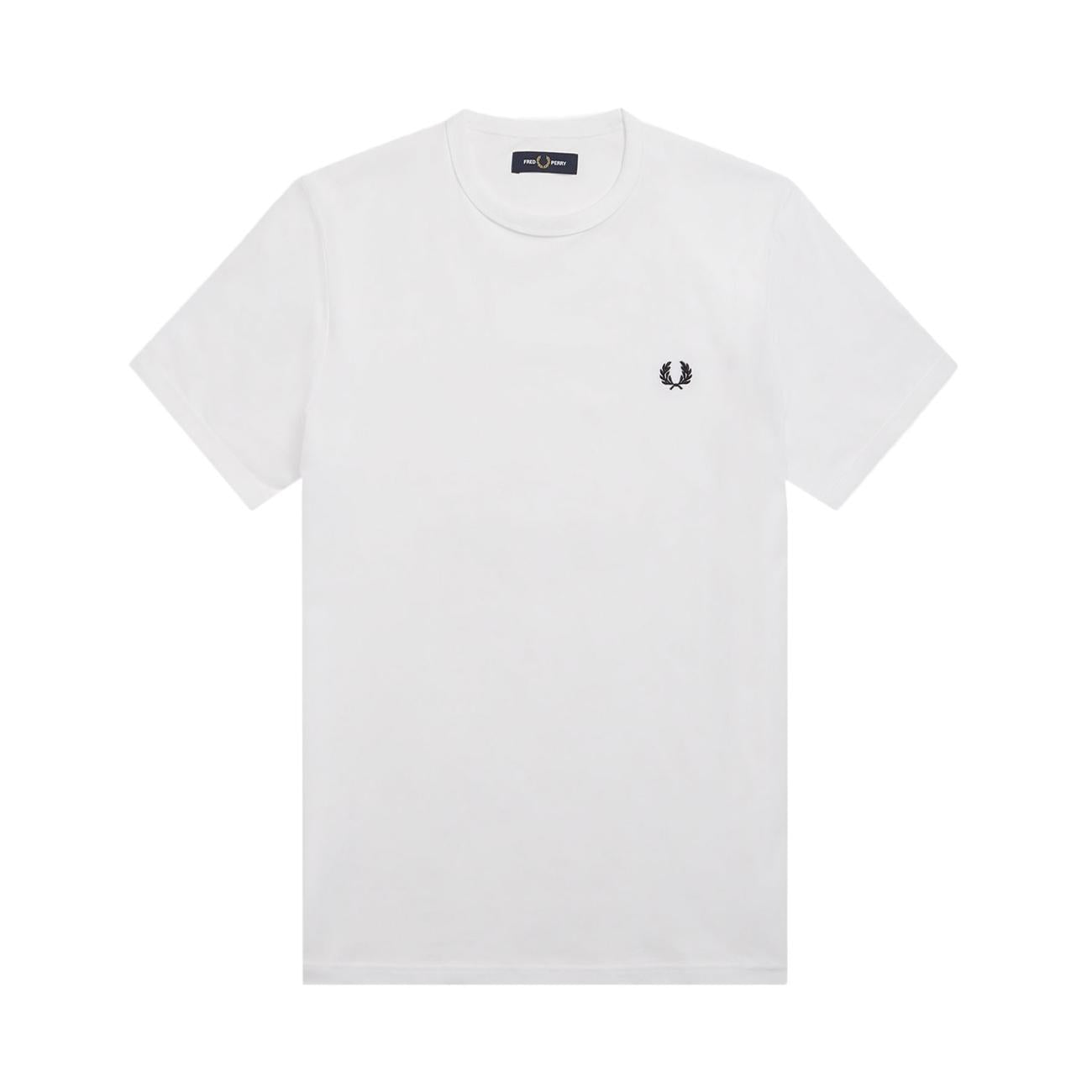 T.SHIRT U. RINGER JERSEY DI COTONE RIF. BORDI COSTE FP M3519 100 BIANCO FRED PERRY 