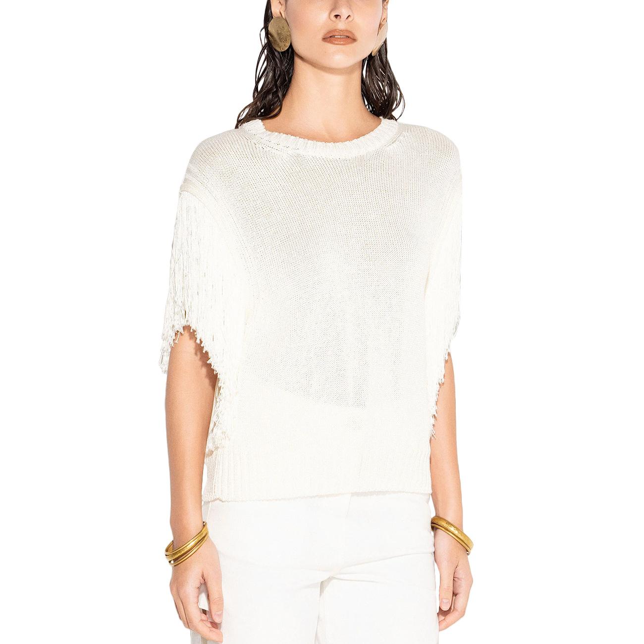 Girocollo Smanicato Con Frange MGKD13259 PANNA AKEP 