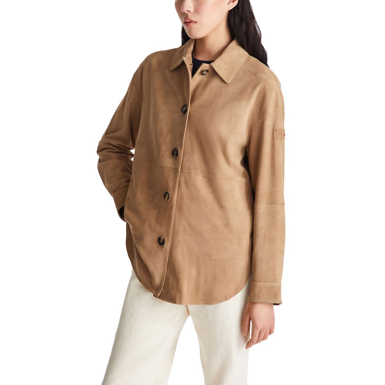 Camicia Lya Suede Ovesize In Pelle Scamosciata PED5562 99012407 794 TABACCO PEUTEREY 