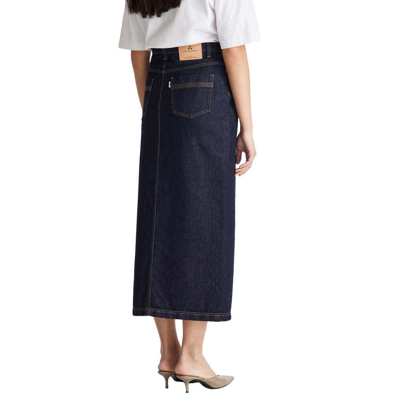 Gonna Claudette De Rinse In Denim Con Spacco Sul Davanti PED5626 99012421 215 BLU JEANS PEUTEREY 