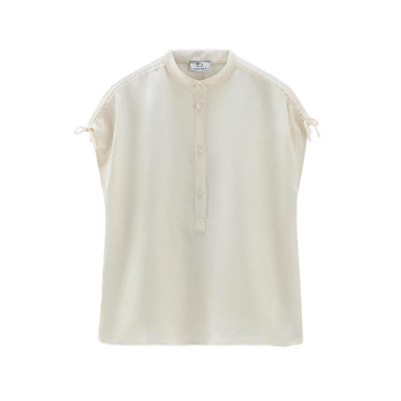 Blusa In Misto Lino Donna Plaster White CFWWSI0179FRUT3043 8178 PLASTER WHITE WOOLRICH 