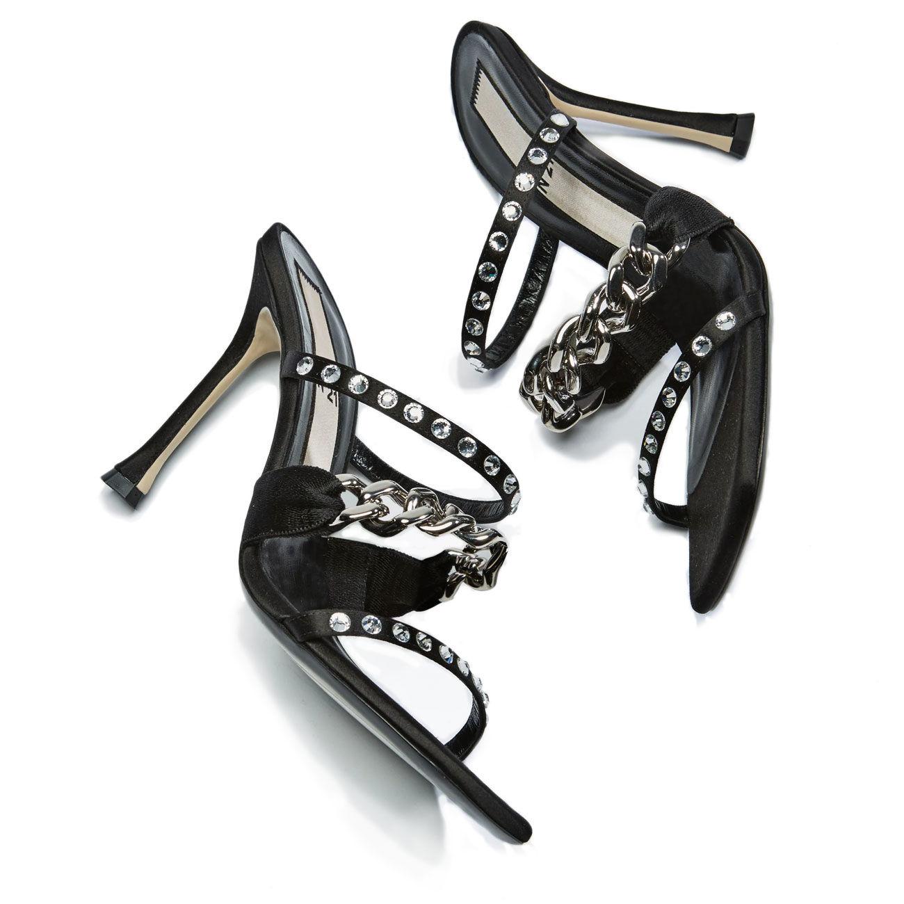 Decollete In Raso Con Catena E Strass Donna Black N21/21ECP0NV11071 X060BLACK N°21 