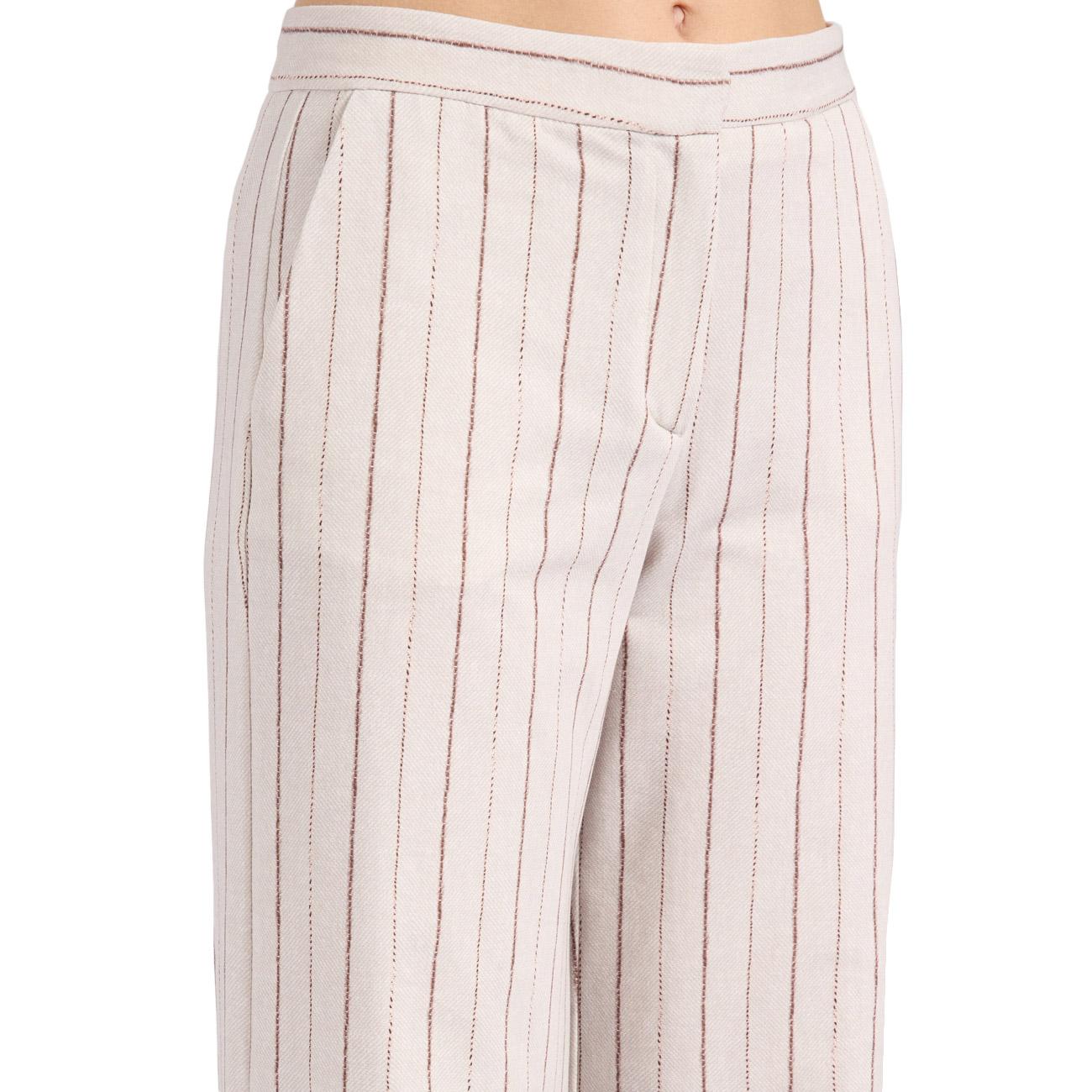 GOODMATCH Pantalone Palazzo Gessato Tessuto Circolo Jersey AP0230 G07 BEIGE PINSTRIPE 