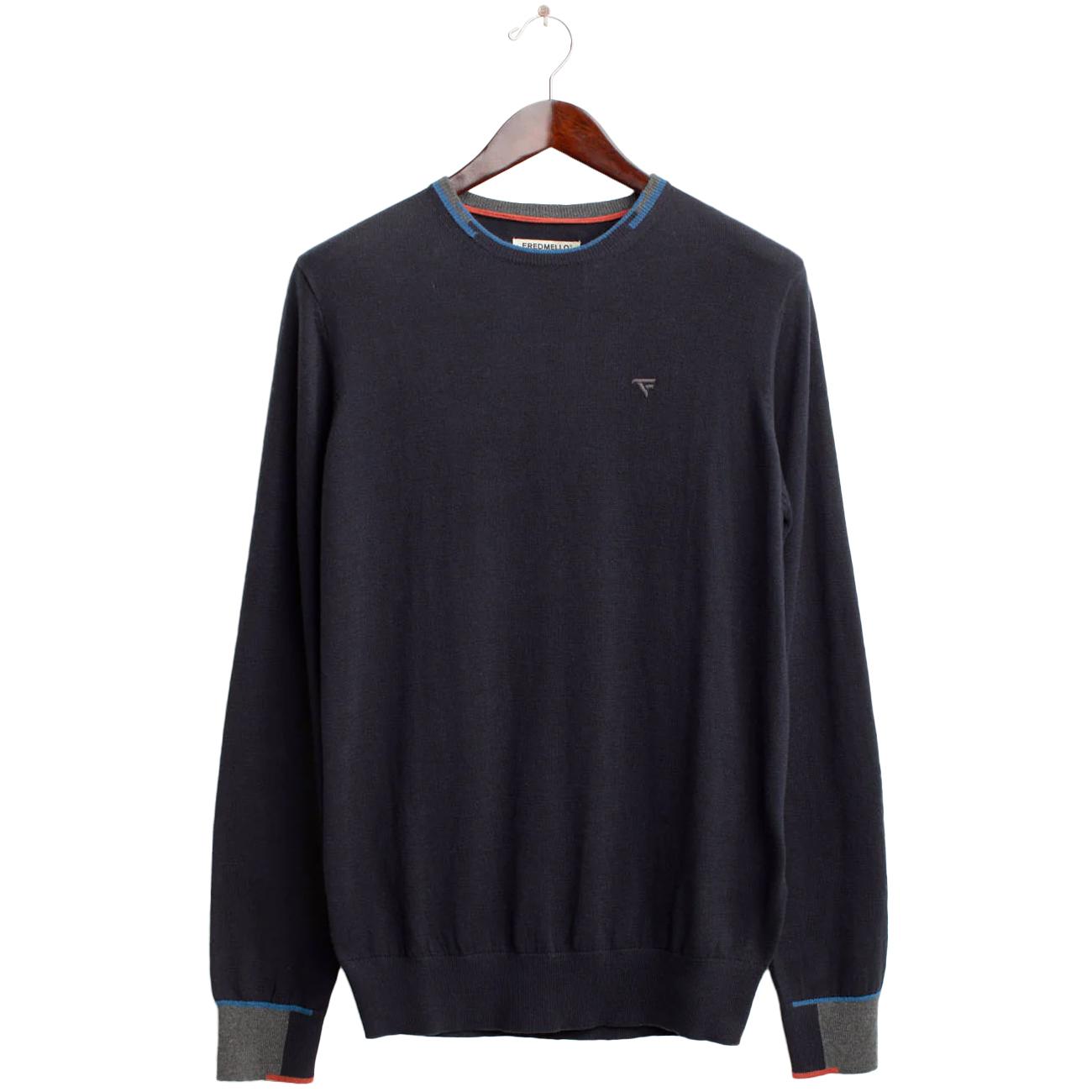 Maglia Girocollo Con Patch Sui Gomiti FM25W14MG A0601 BLUE FRED MELLO 