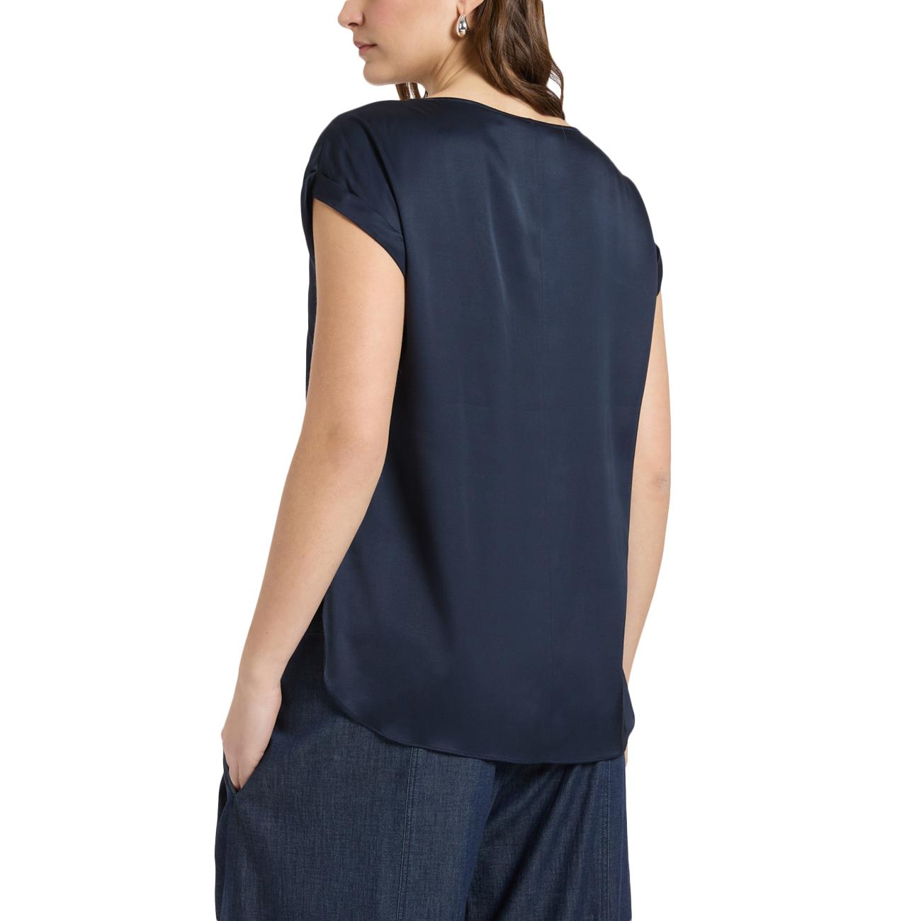 Blusa In Raso 2086P100217N 034 BLU NAVY ELENA MIRO' 