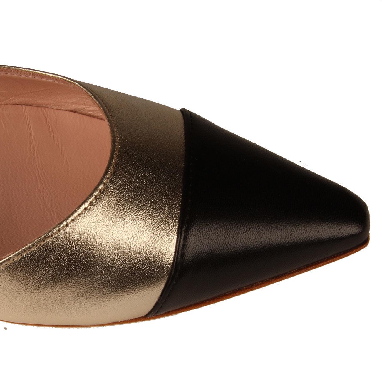 SCARPE D. BASSA SLING BACK T.10 GLAT BICOLORE TOM.LAMINATO PLATINO/CUOIO NAPPA NERO ANNAF 1412/196 ORO/NERO ANNA F. 