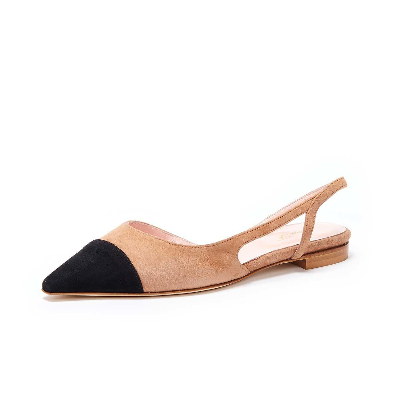 ANNA F. SCARPA D. BASSA A PUNTA BICOLOR APERTA DIETRO C/CINTURINO ANNA F. 1412 NERO.BEIGE 