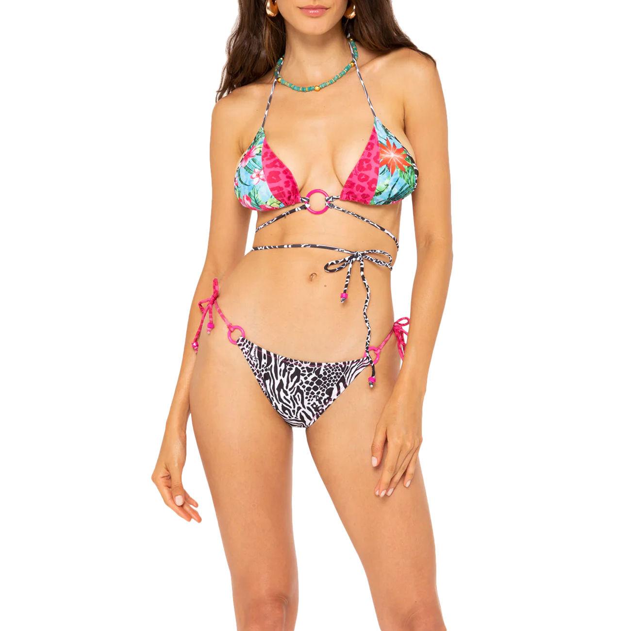 BIKINI TRIANGOLO+SLIP LACCETTI 4GIVENESS FGBW2179 LEO/PINK FLAMINGO 4GIVENESS 