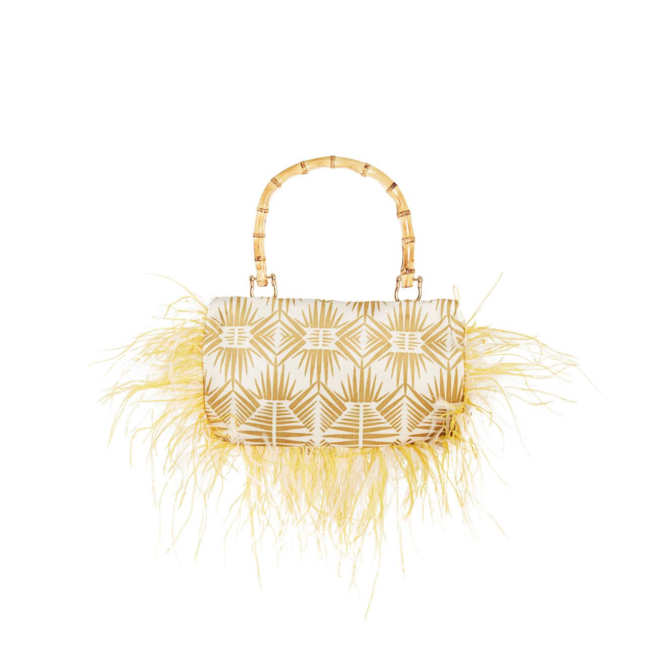 BORSA D. POLIGNANO TOTE IN TESS. BICOLOR C/PIUME LATERALI LM POLV PANNA E VERDE LA MILANESA 