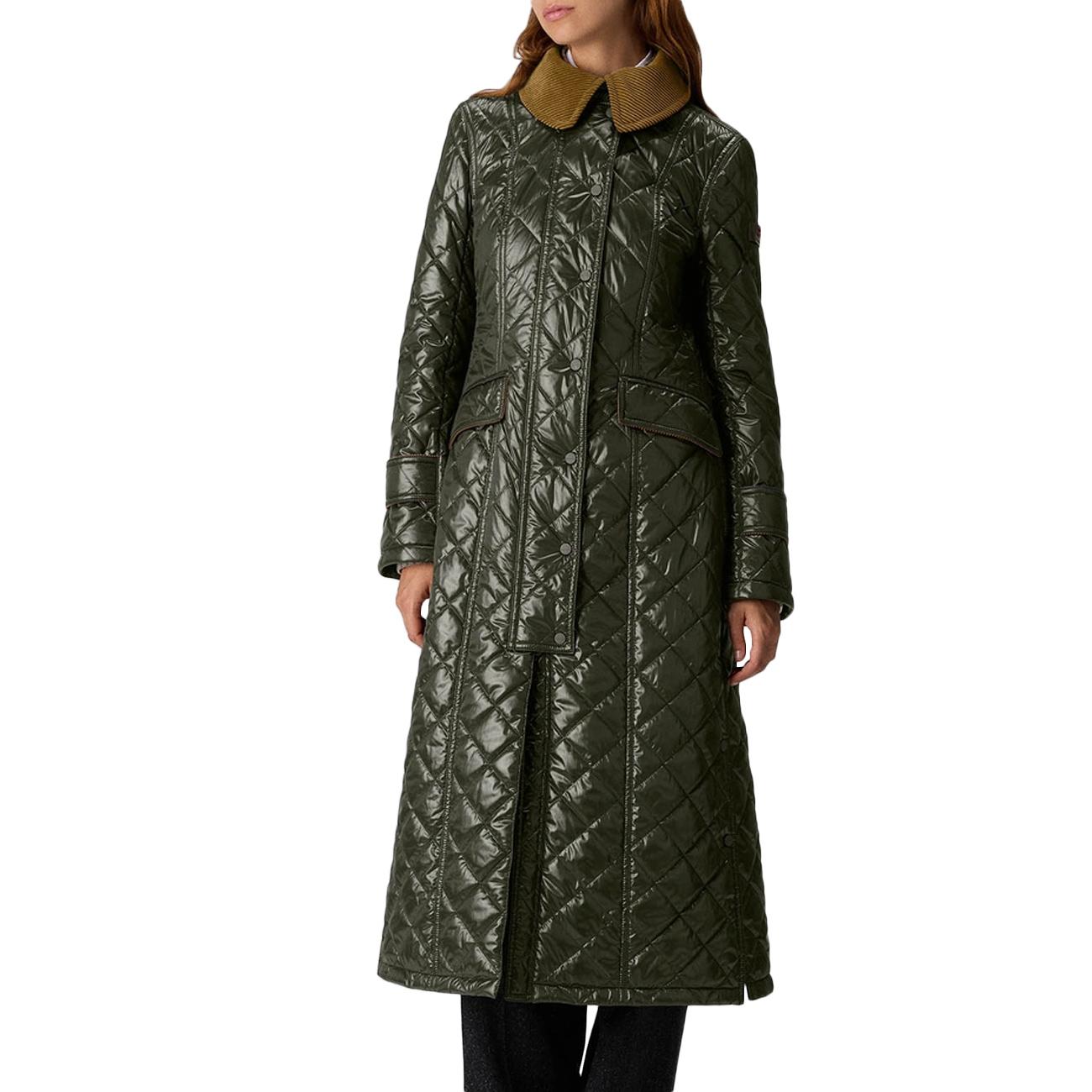 Cappotto lungo roderik ksg con colletto in velluto PED5450 04000217 689 VERDE PEUTEREY 