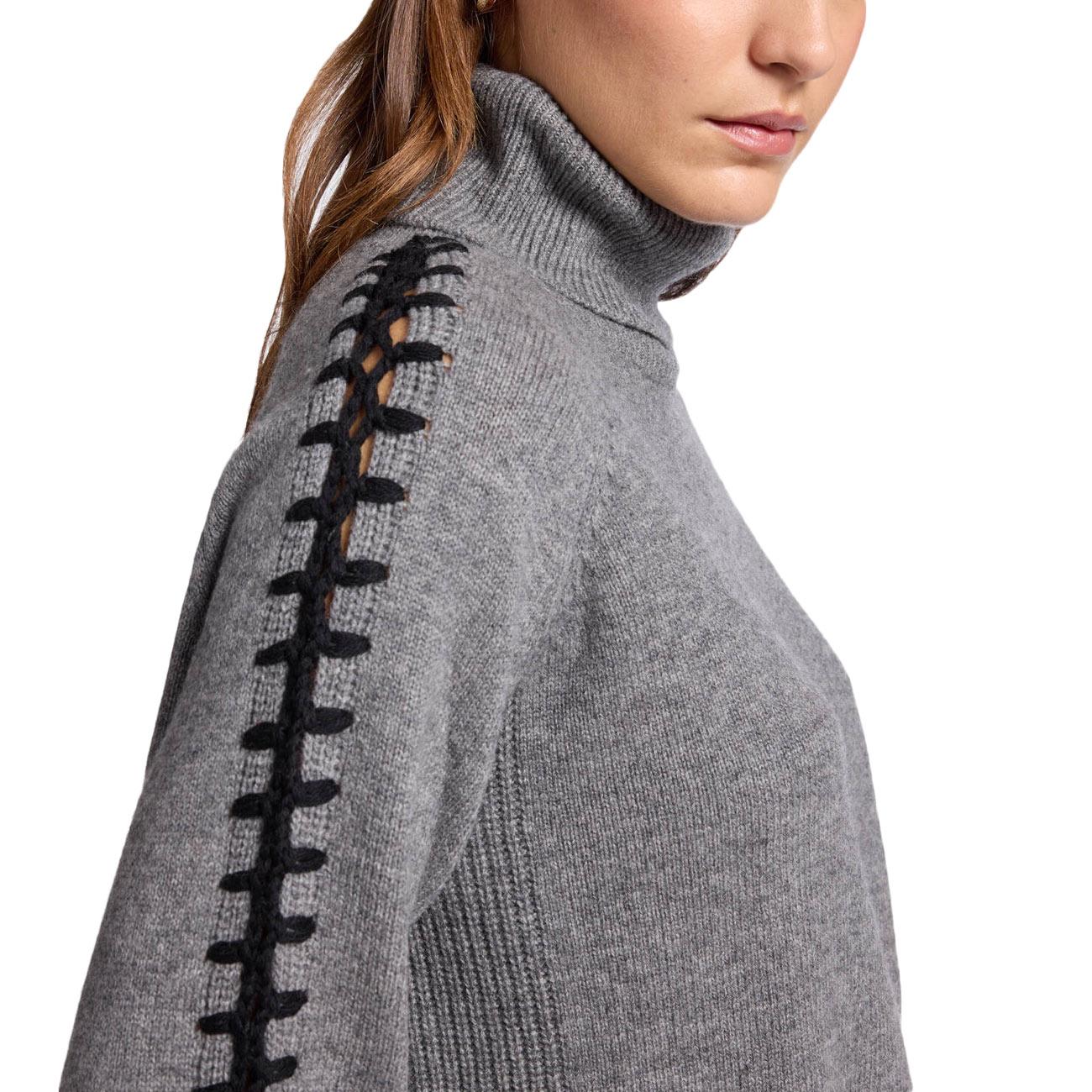 Maglia In Lana Ricamata A Mano M468Z000601N 013 MEDIUM GREY ELENA MIRO' 