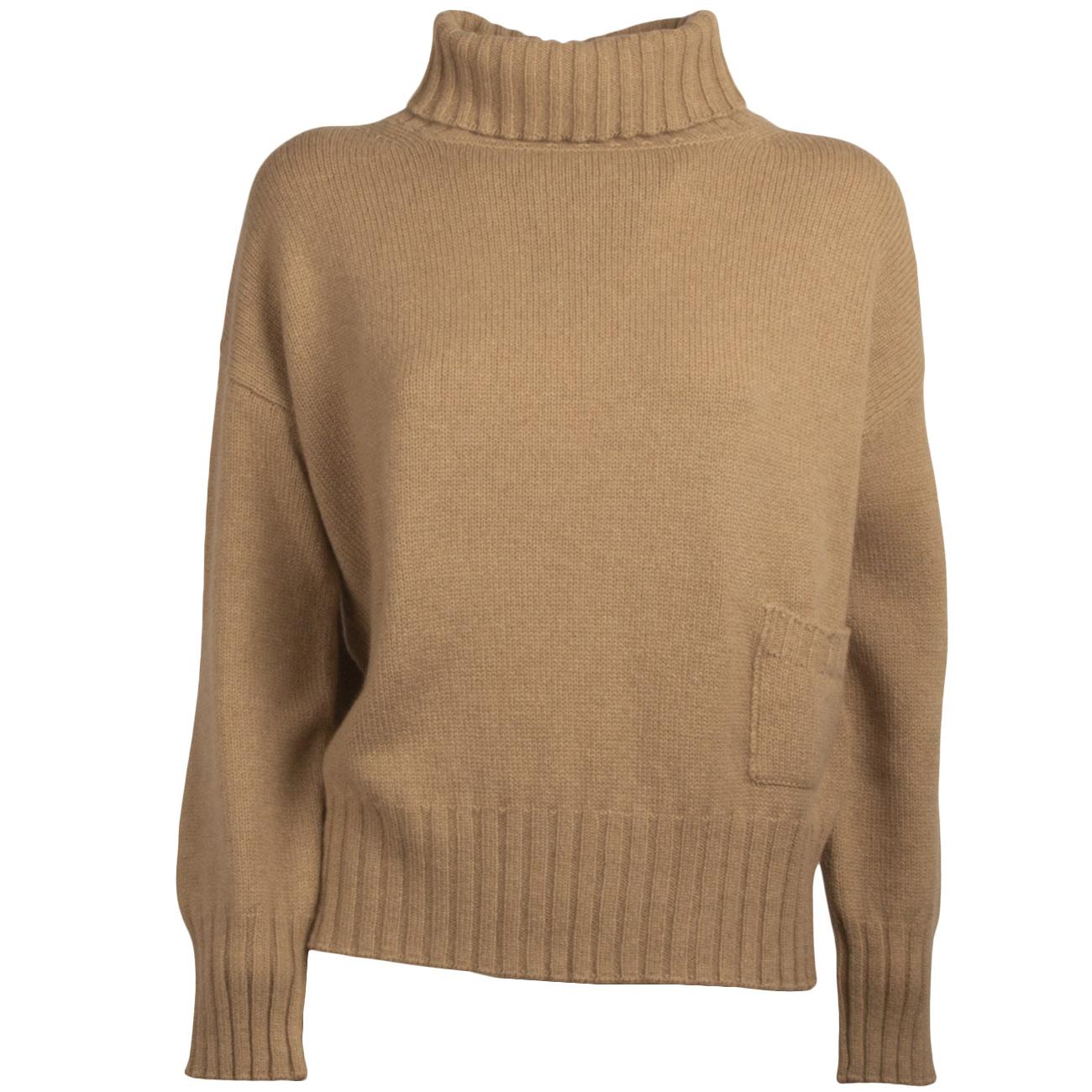 Dolcevita collo a coste con tasca B2080 203 BEIGE BASE 