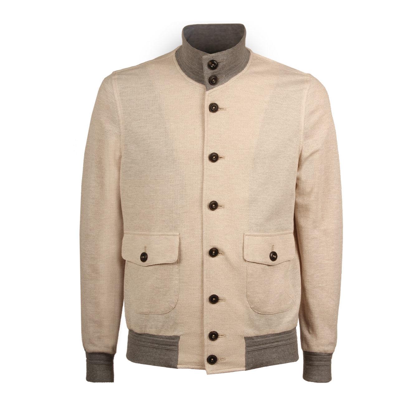 GIUBBINO U. BARRACUDA IN JERSEY C/BOTTONI LBM 35203/2/9314 ECRU/GRIGIO L.B.M.1911. 