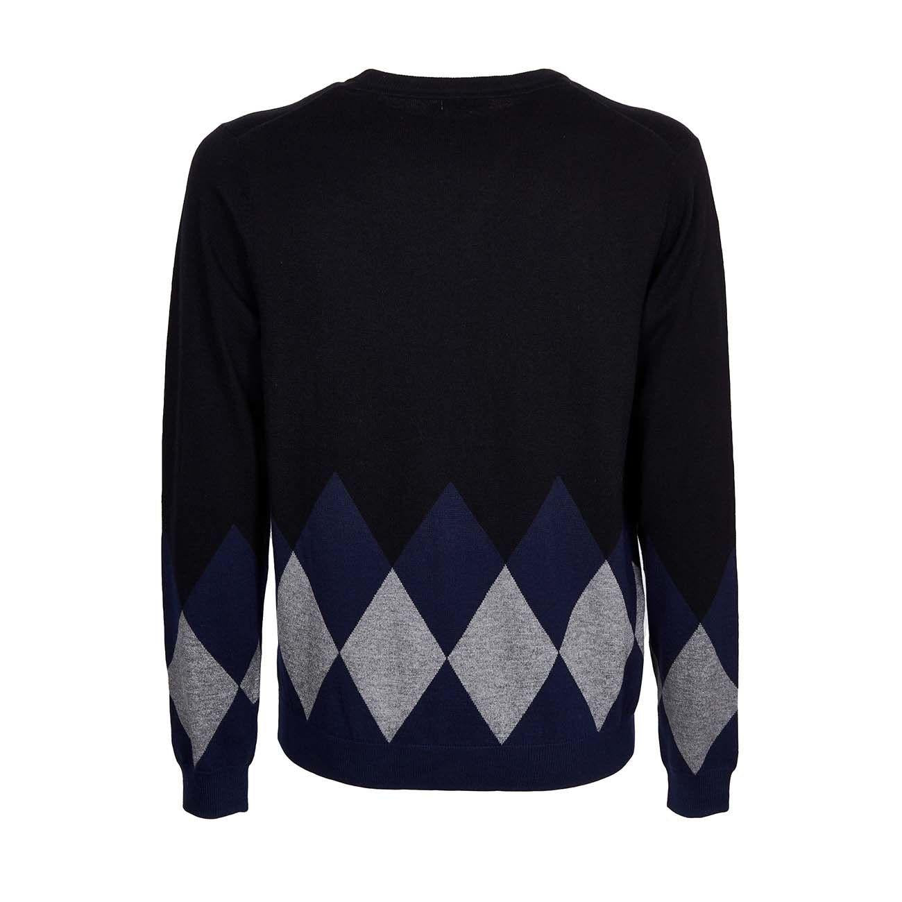 Pull Girocollo A Rombi In Misto Lana E Cotone Uomo Nero K40107 11NERO SUN68 