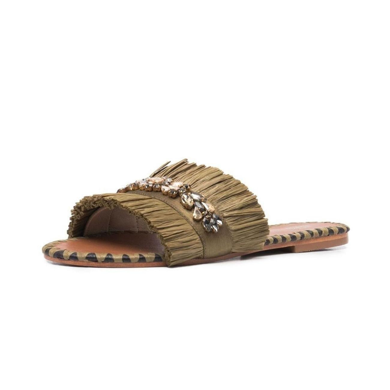 Sandali Semira Raffia 152 MILITARY GREEN DE SIENA 