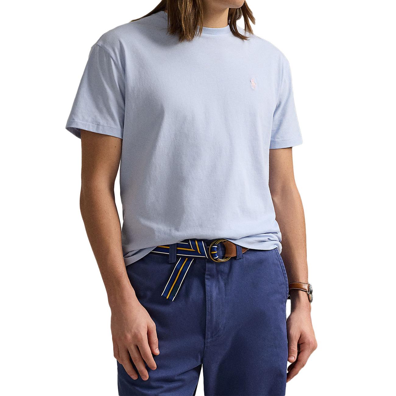 T-Shirt Girocollo Slim Fit Jersey Uomo Cornflower Blue 710671438 418 CORNFLOWER BLUE/C3173 POLO RALPH LAUREN 