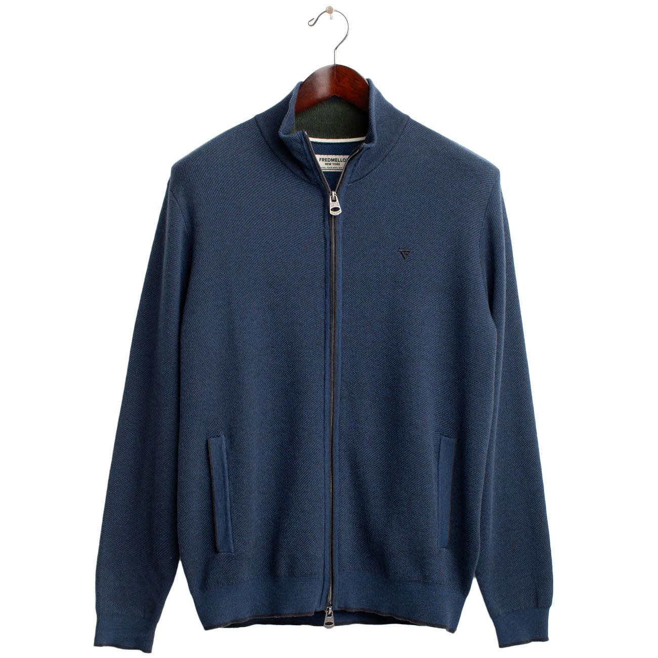 Maglia Full Zip Jacquard FM25W34MZ A0601 BLUE FRED MELLO 