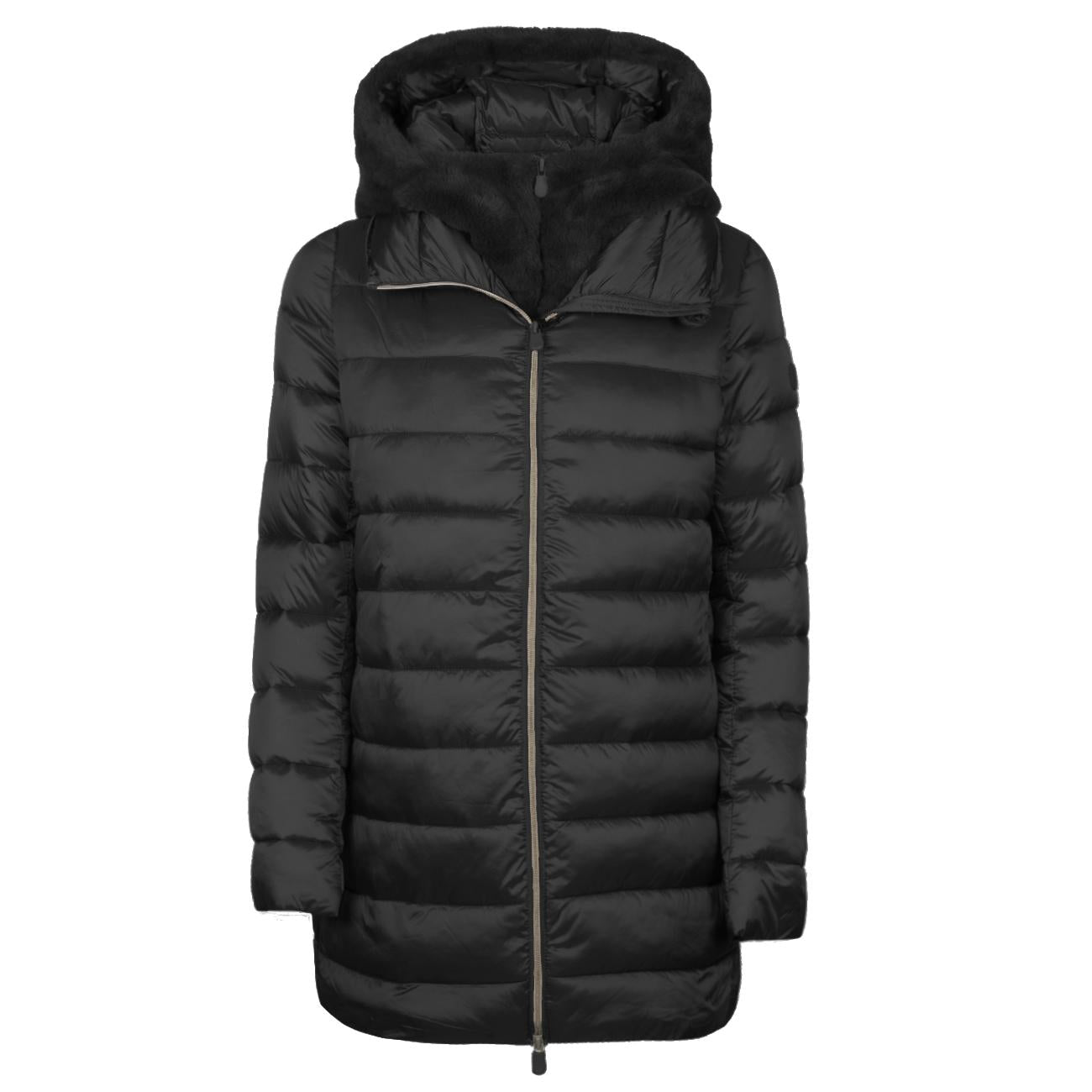 CAPPA D. MATILDA LUNGA TRAP. + GILET PELO SAVE THE DUCK D40280WIRIS17 10000 BLACK SAVE THE DUCK 