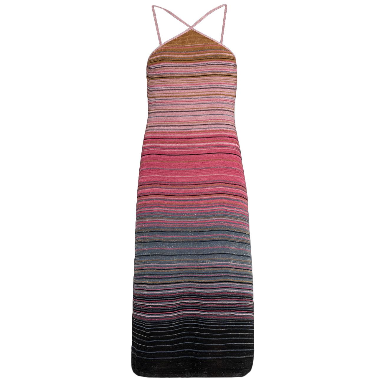 AKEP Abito Lungo A Strisce Lurex VSKD13292 VIOLA 