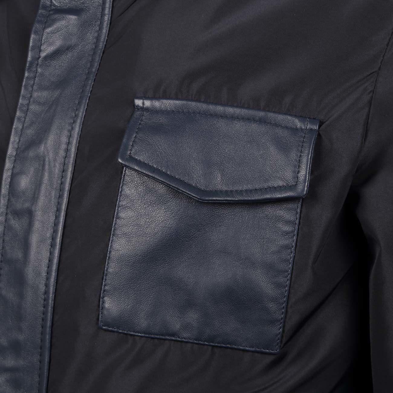 Giubbino Fullzip In Nylon Con Inserti In Pelle Uomo Navy I91654000 23NAVY DANIELE ALESSANDRINI 