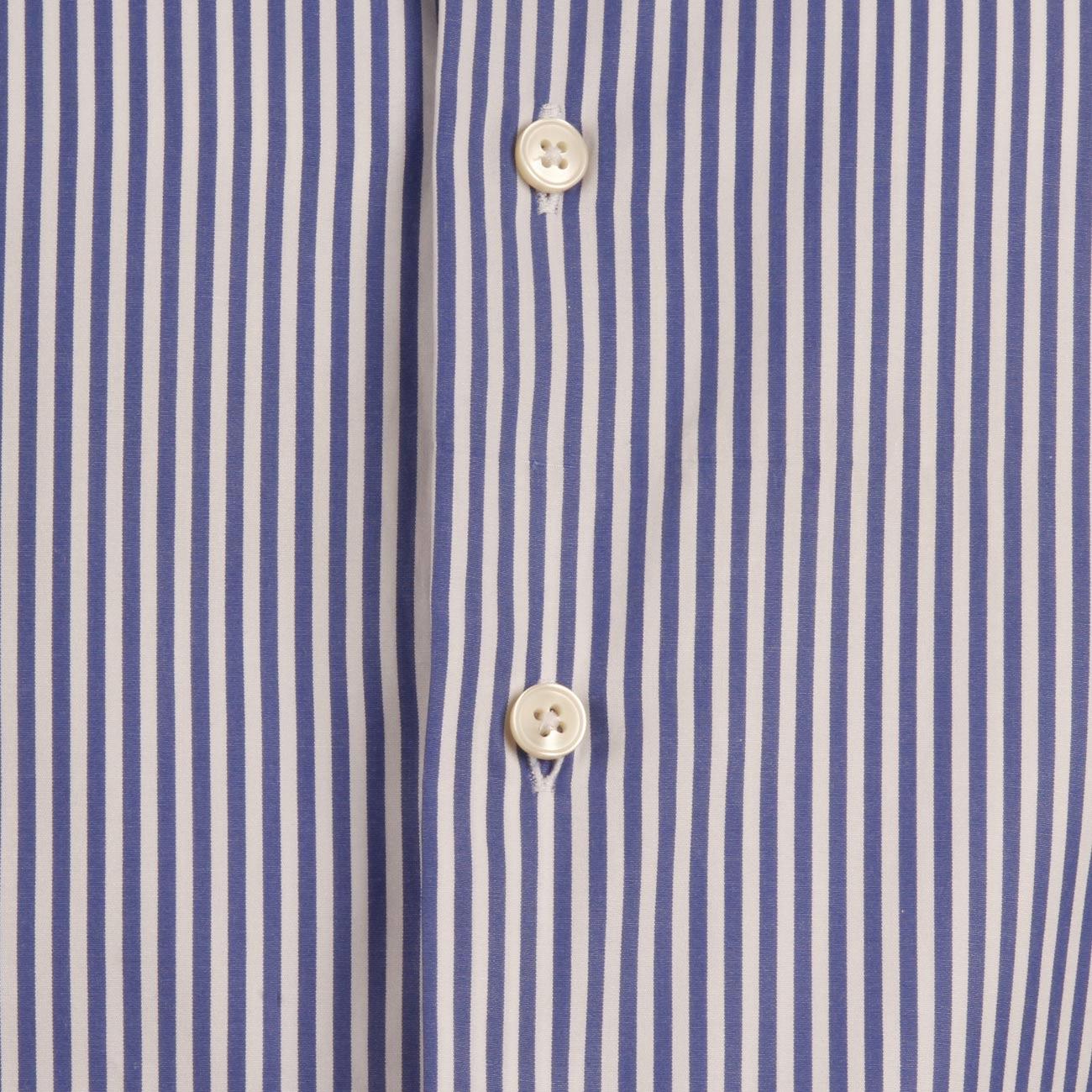 Camicia Rigata Collo Francese Uomo Bianco Blu UBEFIR RC2/B.CO/BLU GUGLIELMINOTTI 