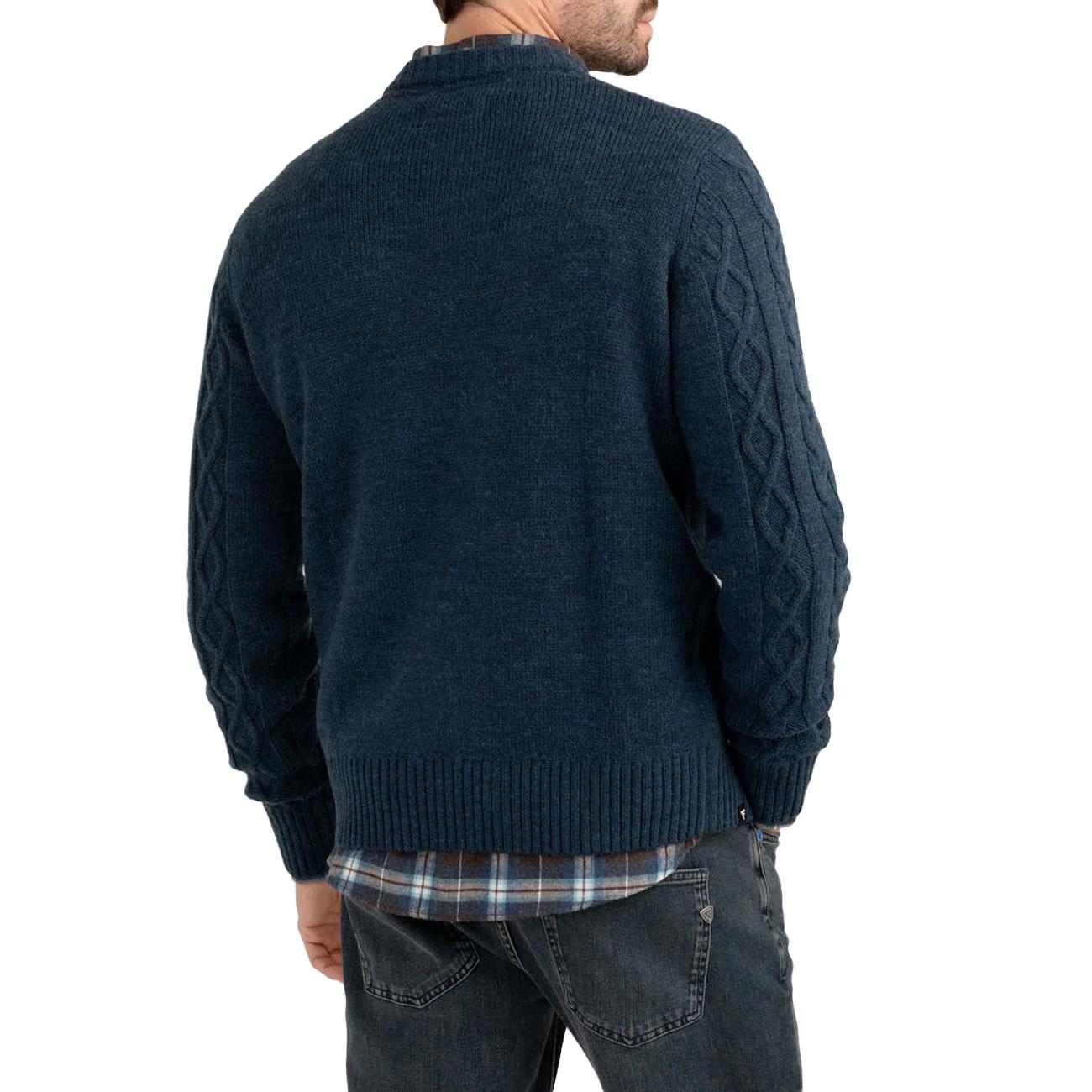 Maglia Girocollo Con Lavorazione A Trecce E Rombi FM25W06MG A0620 DENIM MELANGE FRED MELLO 