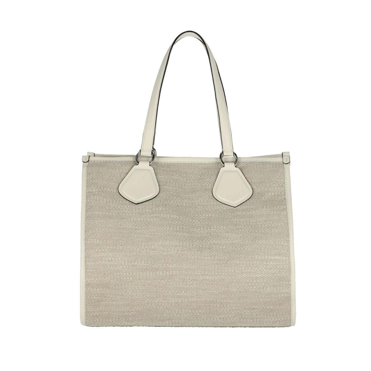 BORSA D. CABAS ETE TOILE DE JUTE ET CUIR LISSE SUM CABAS L LANCEL A107495ZTU 5Z NATUR/BLANC LANCEL 