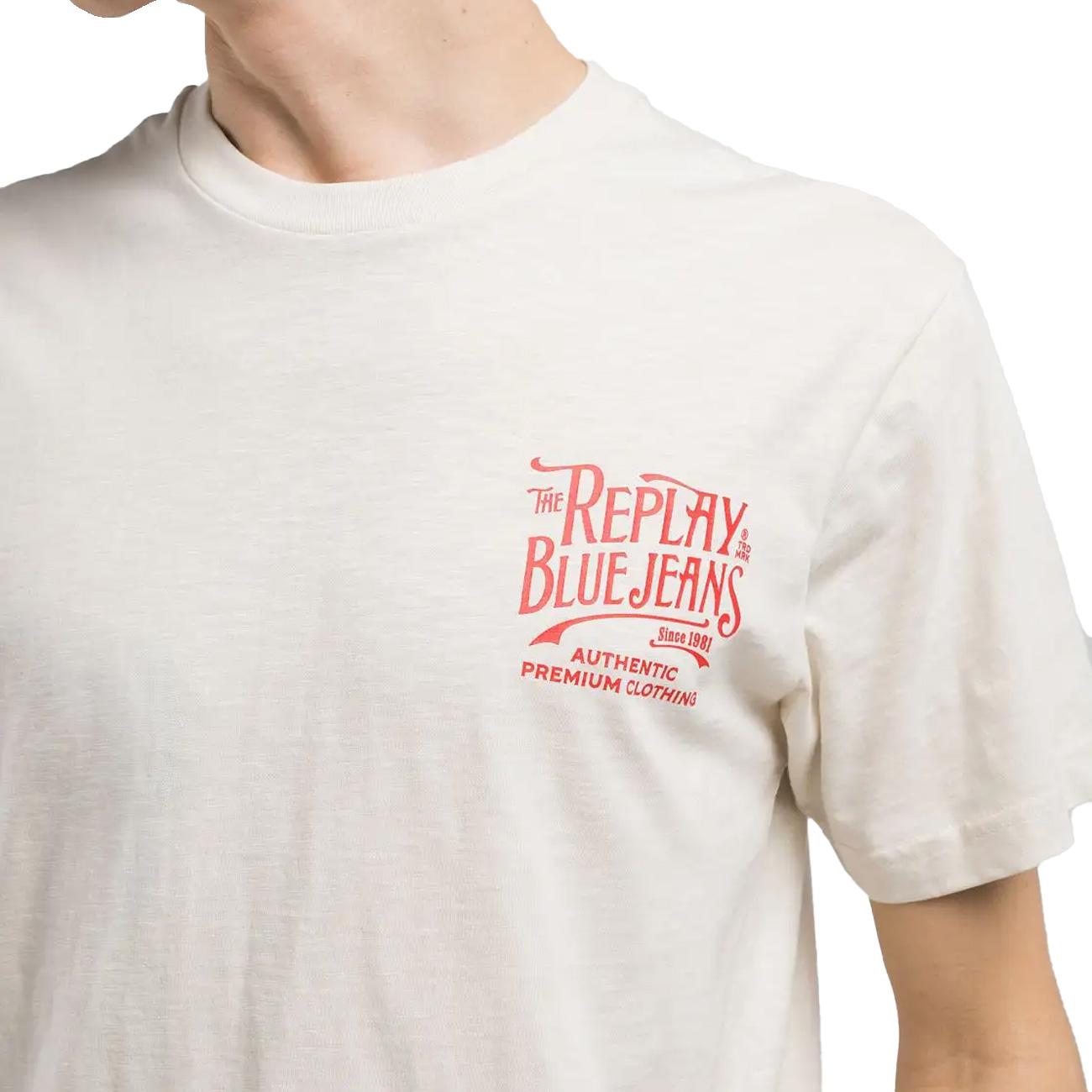 REPLAY T-Shirt In Jersey Fiammato Uomo Bianco M3023.000.22336 412 