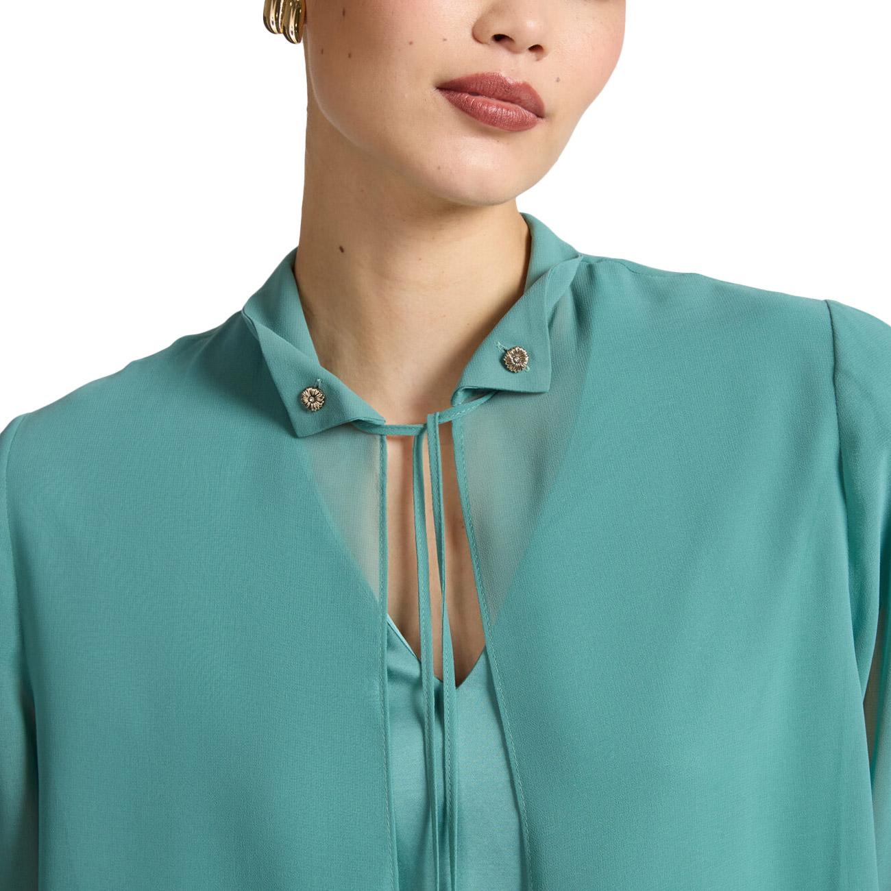 Camicia Lunga In Georgette 5022Z000027N B5 GREEN WATER ELENA MIRO' 