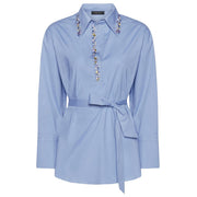 ELENA MIRO' Camicia In Popeline Con Cristalli 2040Z000020N 0F4 PERVINCA 