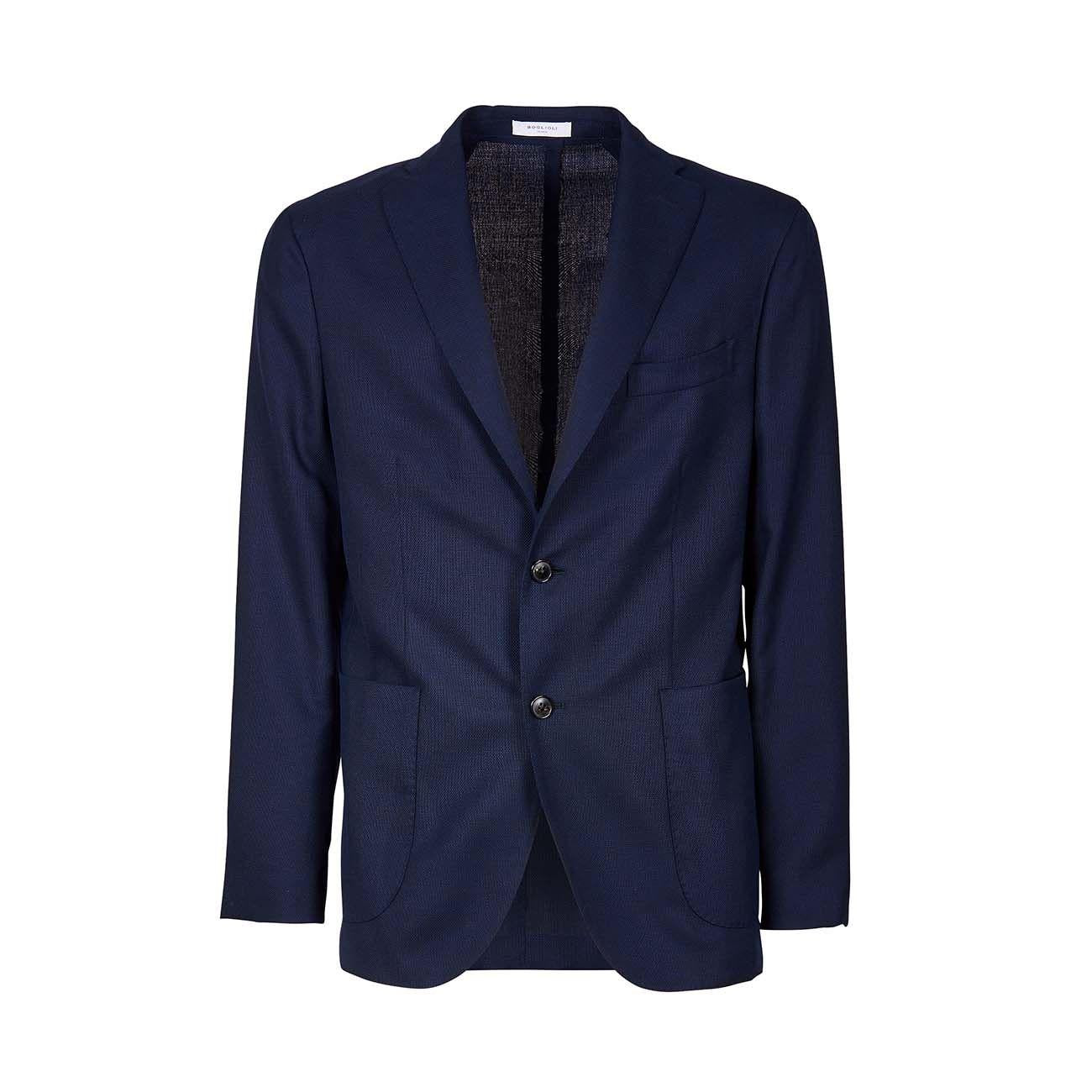 Giacca 2 Bottoni In Lana Operata Uomo Navy N1302E/BAS534 NAVY BOGLIOLI 