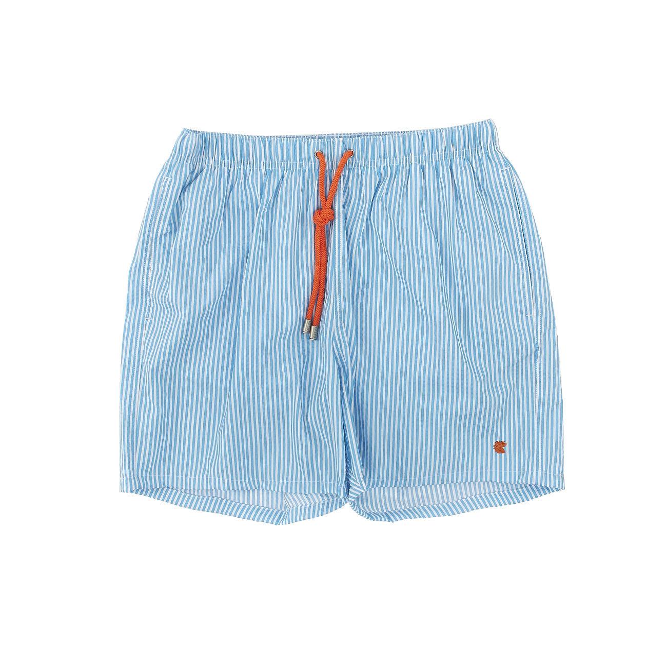 Boxer Seersucker Righe Con Logo Ricamato Uomo Turchese Bianco AP512957 12654TURCHESE/B.CO GALLO 