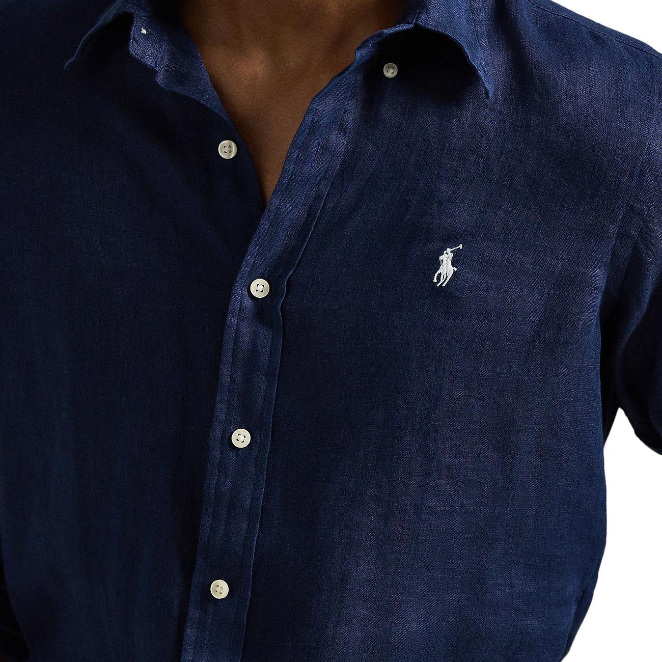 Camicia Di Lino 710966294 504 NEWPORT NAVY W/WHITE PP POLO RALPH LAUREN 