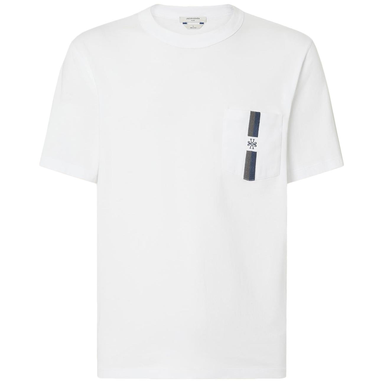 T-Shirt Girocollo Con Taschino In Jersey JUM40009002M4530L1 A00 OPTICAL WHITE JACOB COHEN 