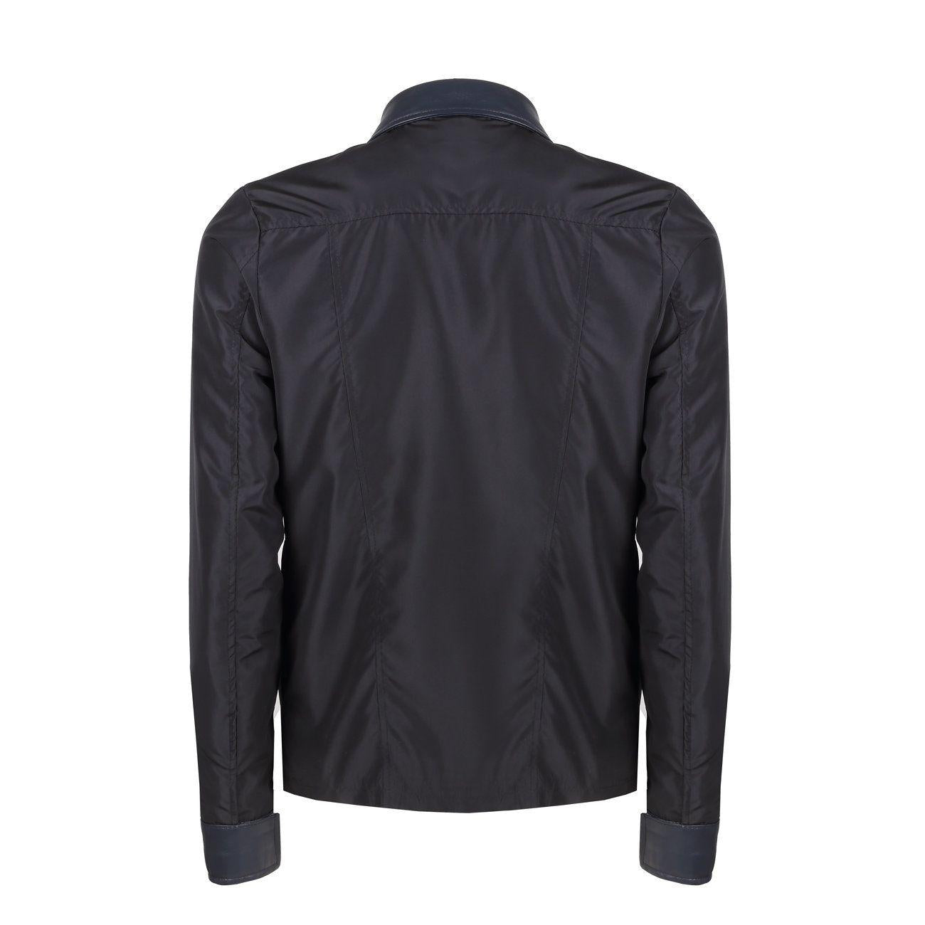 Giubbino Fullzip In Nylon Con Inserti In Pelle Uomo Navy I91654000 23NAVY DANIELE ALESSANDRINI 