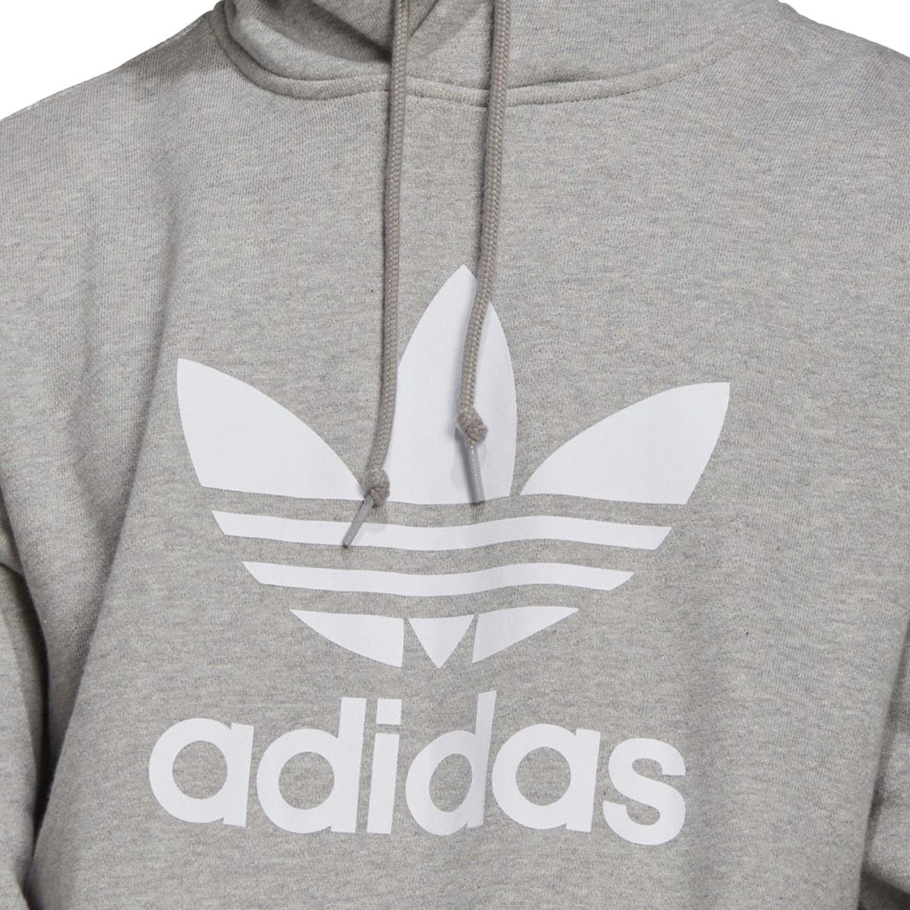 Felpa Con Cappuccio E Tascone Logo Trefoil Uomo Grey White H06669 GREY.WHITE ADIDAS 